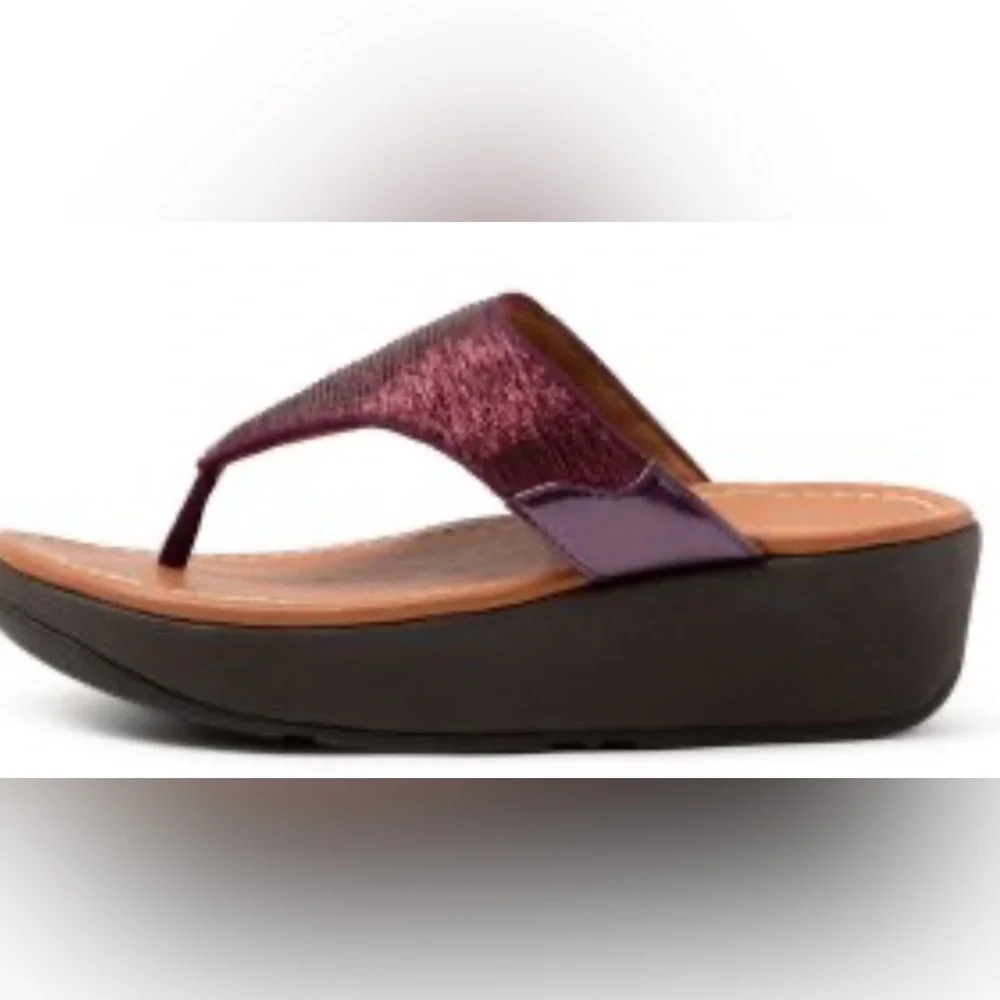Fitflop Sandals Metallic Purple Wine Shimmer Womens Sz 10 - Picture 9 of 9